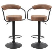 Hanna Brown Woven Fabric Bar Stools With Black Base In A Pair