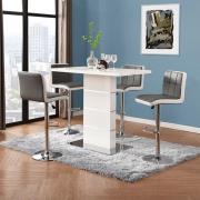 Parini White Gloss Bar Table With 4 Copez Grey White Stools