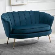 Arial Fabric 2 Seater Sofa In Blue