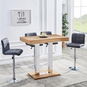 Caprice Small Oak Effect Bar Table With 4 Coco Grey Stools