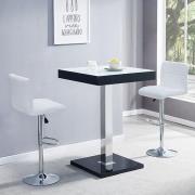 Topaz Glass White Black Bar Table 2 Coco White Stools