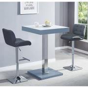 Topaz Glass White Grey Bar Table 2 Candid Grey Stools