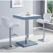 Topaz Glass White Grey Bar Table 2 Candid White Stools