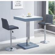 Topaz Glass White Grey Bar Table 2 Coco Grey Stools