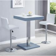 Topaz Glass White Grey Bar Table 2 Coco White Stools