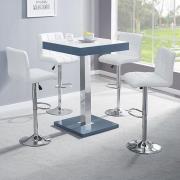 Topaz Glass White Grey Bar Table 4 Coco White Stools