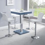 Topaz Glass White Grey Bar Table 4 Ripple White Stools