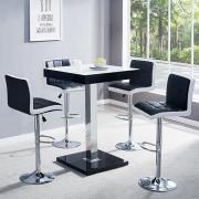 Topaz Glass White Black Bar Table 4 Copez Black White Stools