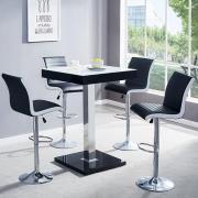 Topaz Glass White Black Bar Table 4 Ritz Black White Stools