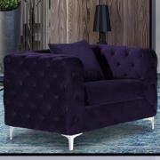 Mills Malta Plush Velour Fabric Armchair In Ameythst