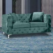 Mills Malta Plush Velour Fabric 2 Seater Sofa In Seaspray