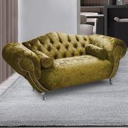 Huron Malta Plush Velour Fabric 2 Seater Sofa In Grass