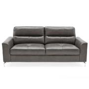 Tenino Leathaire Fabric 3 Seater Sofa In Grey