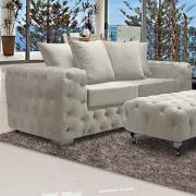 Worley Malta Plush Velour Fabirc 3 Seater Sofa In Cream