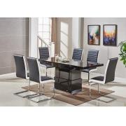 Elgin Convertible Black Gloss Dining Table 6 Symphony Chairs