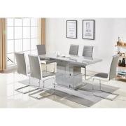 Elgin Convertible Grey Gloss Dining Table 6 Symphony Chairs