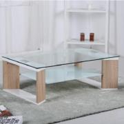 Zayd Glass Coffee Table With Natural And White High Gloss Frame