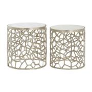 Casa Marble Set Of 2 Side Tables With Nickel Aluminum Frame