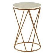 Shalom Round White Marble Top Side Table With Gold Cross Frame