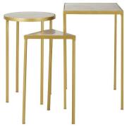 Mekbuda Set Of 3 Nesting Side Tables With Brass Finish Base