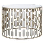 Menkalinan Large Round Glass Top Side Table With Silver Frame