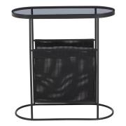 Ruchbah Grey Glass Top Side Table With Black Metal Frame