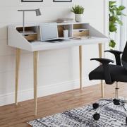 Yatton Wooden Computer Desk In White And Oak