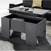 Taze Lift-Up Storage Coffee Table In Matt Black Marble Effect