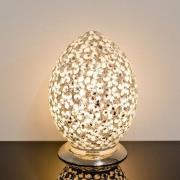 Izar Medium White Flower Design Mosaic Glass Egg Table Lamp