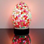 Izar Small Pink Flower Egg Design Mosaic Glass Table Lamp