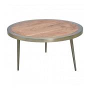 Almory Round Large Wooden Coffee Table In Natural And Gold