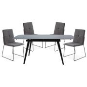 Sabine Grey Extending Dining Table 4 Sorani Grey Chairs