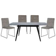 Sabine Grey Extending Dining Table 4 Sorani Mink Chairs