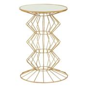 Xuange Round White Mirrored Glass Side Table With Gold Frame