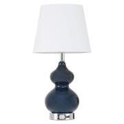 Heido White Fabric Shade Table Lamp With Blue Glass Base