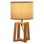 Leap Light Brown Fabric Shade Table Lamp With Natural Base