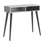 Oklo 1 Drawer 1 Shelf Console Table In White And Matt Black