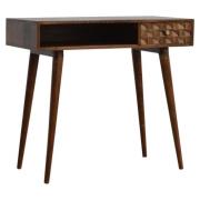 Tufa Wooden Diamond Carved Study Desk In Chestnut