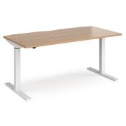 Elev 1600mm Electric Height Adjustable Desk In Beech And White