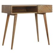 Tophi Wooden Line Carving Study Desk In Oak Ish