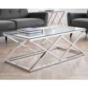 Balesego Clear Glass Top Coffee Table With Chrome Base