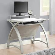 Cohen Small Curve White Glass Top Computer Desk In Grey