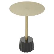 Cordue Round Metal Side Table With Black Base In Gold