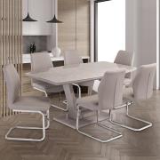 Samson Latte Gloss Dining Table With 6 Caprika Stone Chairs