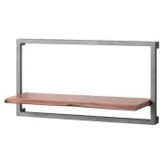 Livan Large Wooden Shelf In Brown With Gun Metal Frame