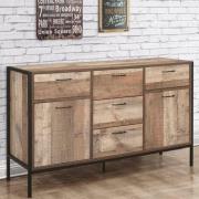 Urbana Wooden Sideboard With 2 Doors 5 Drawers In Rustic