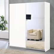 Abby Medium Mirrored Wooden Sliding Wardrobe In White