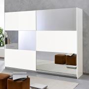 Abby Medium Mirrored Sliding Wooden Wardrobe In White