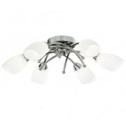 Opera Opal Glass Shades Six Celing Light In Chrome Finish