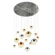 Planets Wall Hung 14 Multi Drop Balls Pendant Light In Chrome